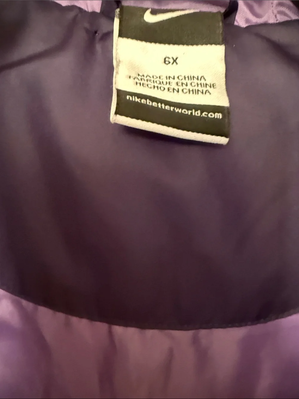 Nike Purple Kids Puffer Jacket with Hood
